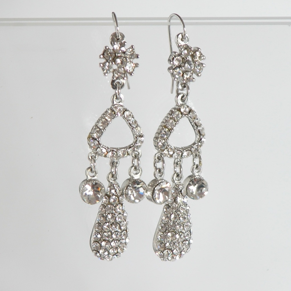 Crystal Rhinestone Dangle Statement Earrings - image 4